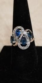 Blue Sapphire White Topaz Ring Size 9 141//280